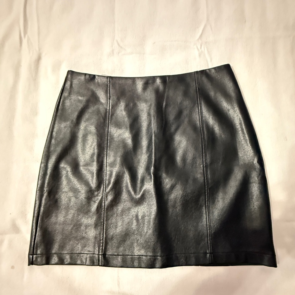Black Faux Leather Mini Skirt - Classic Sleek Style